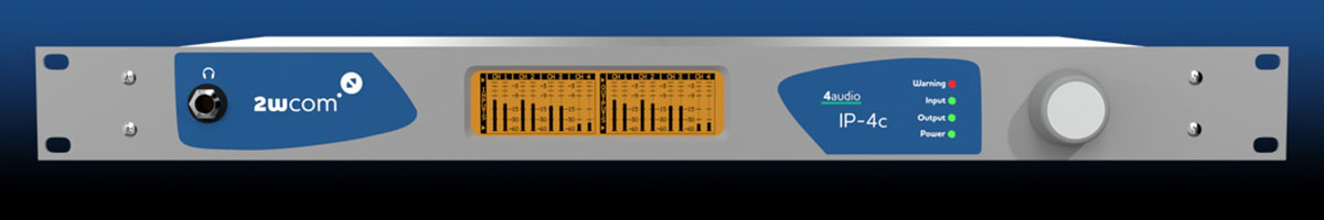 Вид спереди 2wcom IP-4C - универсальный профессиональный дуплексный IP аудиокодер / аудиодекодер