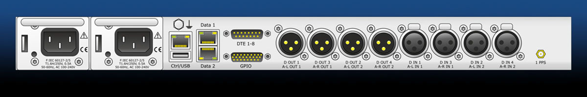 Задняя панель 2wcom IP-4C - универсальный профессиональный дуплексный IP аудиокодер / аудиодекодер