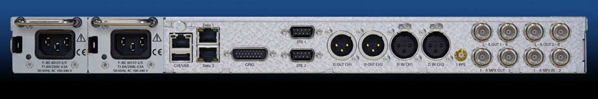 Задняя панель - 2wcom MPX-2c – профессиональный двухканальный FM-MPX over IP кодек с малой задержкой и функциями мониторинга