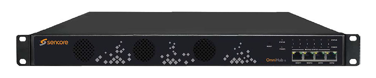 Передняя панель Sencore OmniHub 6/6D - многофункциональная компактная масштабируемая IP-TV / CATV головная станция для телевизионных операторов различного уровня