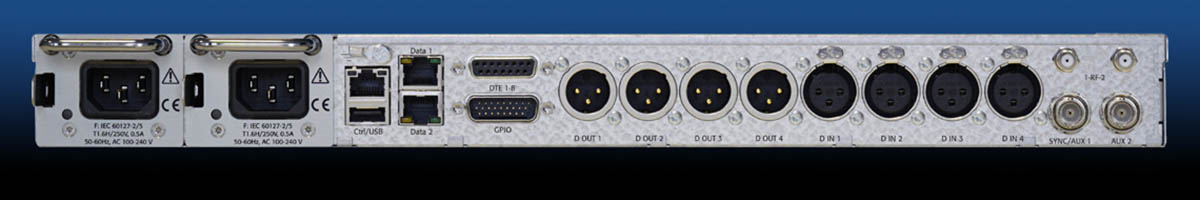 Задняя панель - 2wcom IP-8m - профессиональный мультиформатный / многоканальный IP аудио кодер/декодер с фазовой синхронизацией для объемного звучания