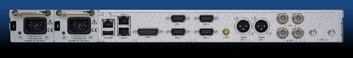 Задняя панель - 2wcom MPX-2ds - профессиональный двухканальный FM-MPX over IP декодер со встроенным спутниковым приемником