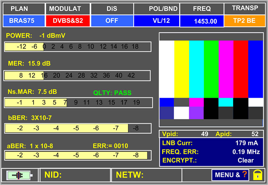Sencore DSA 1491 - Измерение параметров спутниковых сигналов