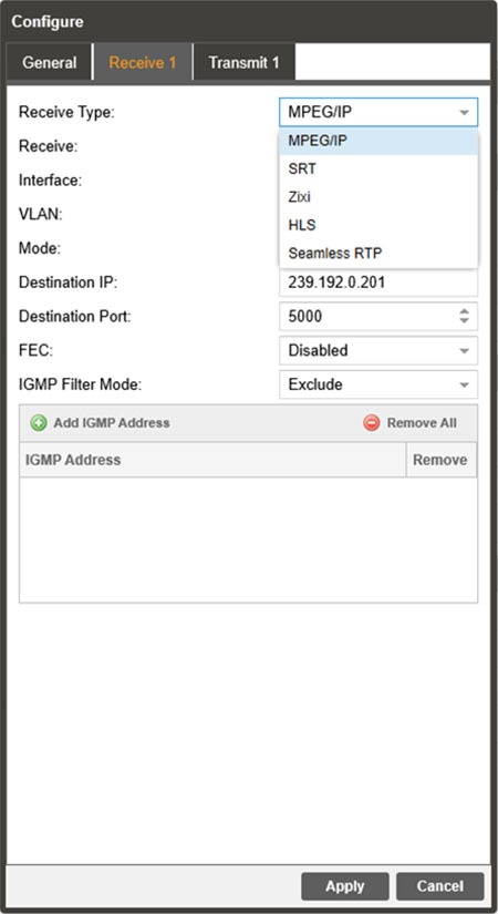 Поддержка Протоколов RIST, SRT, ZiXi, HLS и MPEG over IP - Sencore DMG 7000 - шлюз конвертер транспортных потоков TV/IP и стример для передачи видео через интернет по протоколам SRT/ZiXi/RIST/HLS/UDP/RDP/SMPTE 2022-7